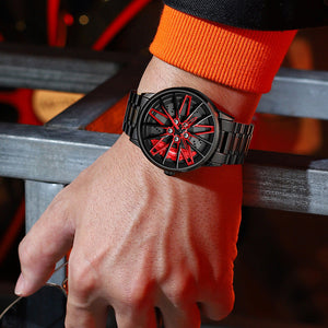 Herrklocka med Roterande Hjuldisk â Unik 3D-Design i Elegant Stil sveabuy