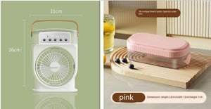 Bärbar USB-luftkylare & luftfuktare – fläkt med 600 ml vattentank, sprayfunktion & 7 färgers ljus sveabuy