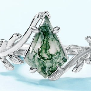 Olivkvist-ring i 925 sterlingsilver – grön mossagat, platinaglans & äkta guldplätering sveabuy