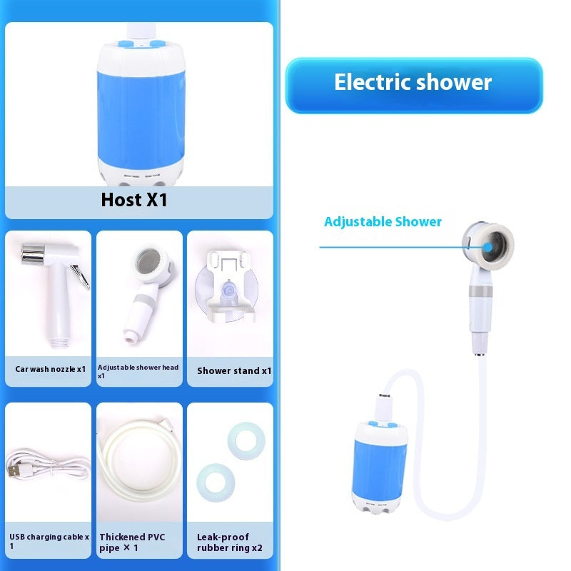 Bärbar dusch för utomhusbruk med uppladdningsbart batteri – Perfekt för camping, resor och rengöring