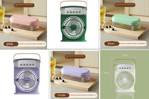 Bärbar USB-luftkylare & luftfuktare – fläkt med 600 ml vattentank, sprayfunktion & 7 färgers ljus sveabuy