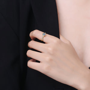 Moissanite Ring i Guldpläterat Silver – 1 Karat Glittrande Lyx för Kvinnor null