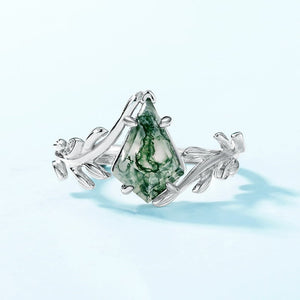 Olivkvist-ring i 925 sterlingsilver – grön mossagat, platinaglans & äkta guldplätering sveabuy