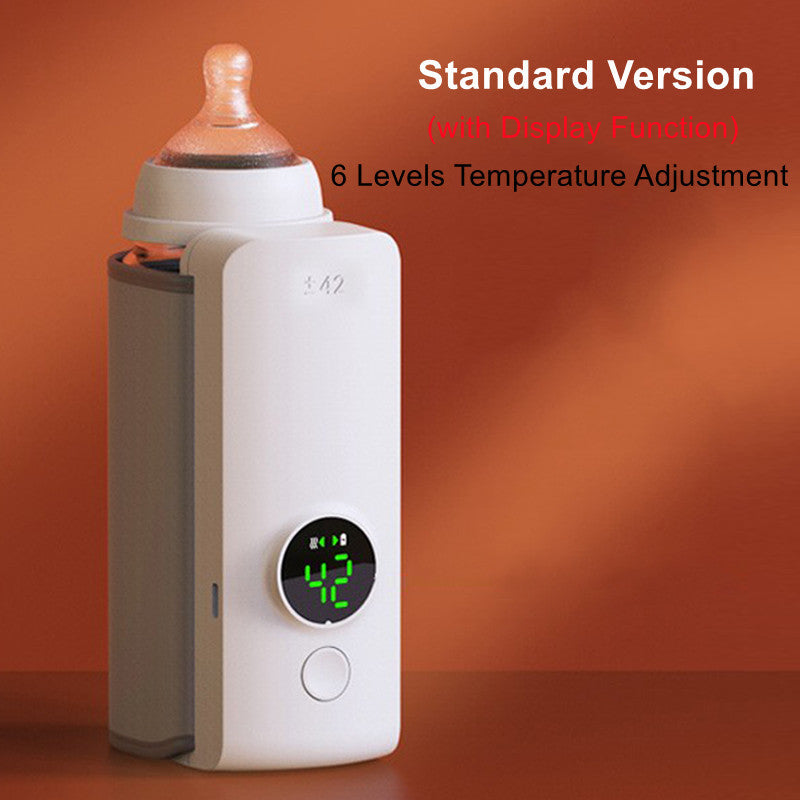 Bärbar Flaska Värmare med USB-laddning, Konstant Temperatur 42℃, Smart Termostat för Babyflaskor
