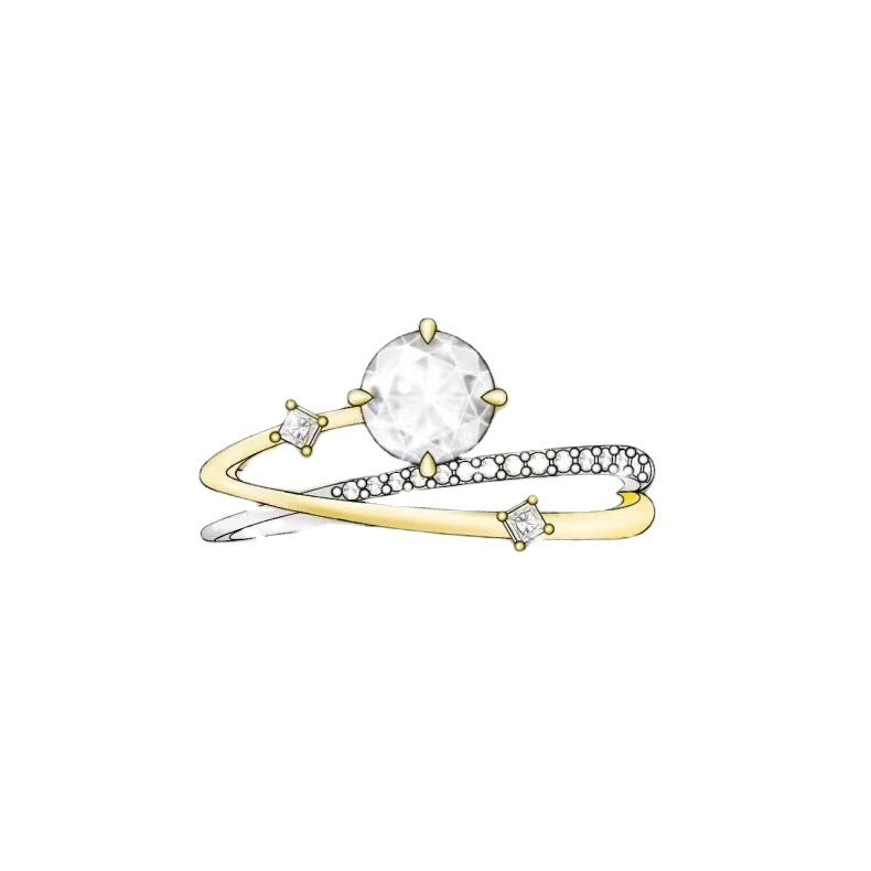 Lyxig Moissanite Ring i Äkta Silver – 1 Karat Justerbar Glans för Kvinnor null