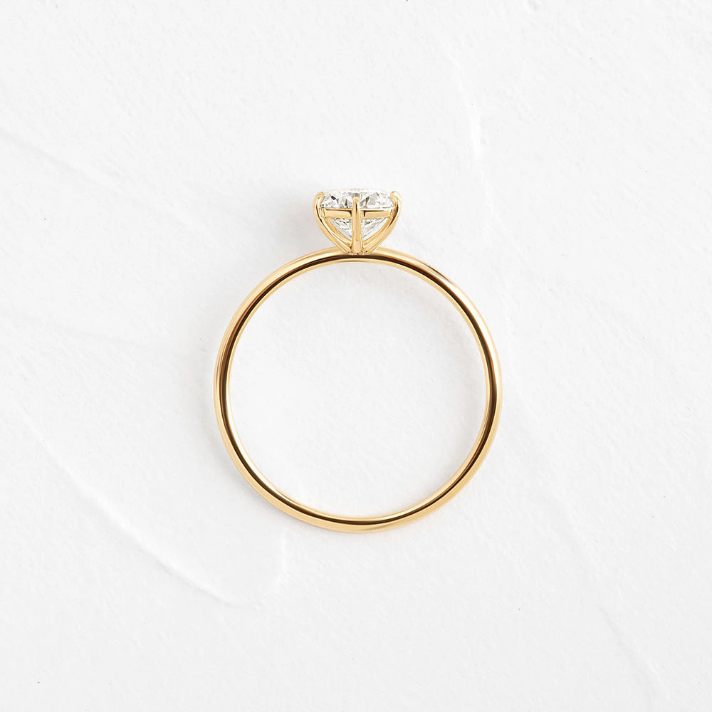 Guldpläterad S925 silverring för dam – moissanit förlovningsring med sex klor sveabuy