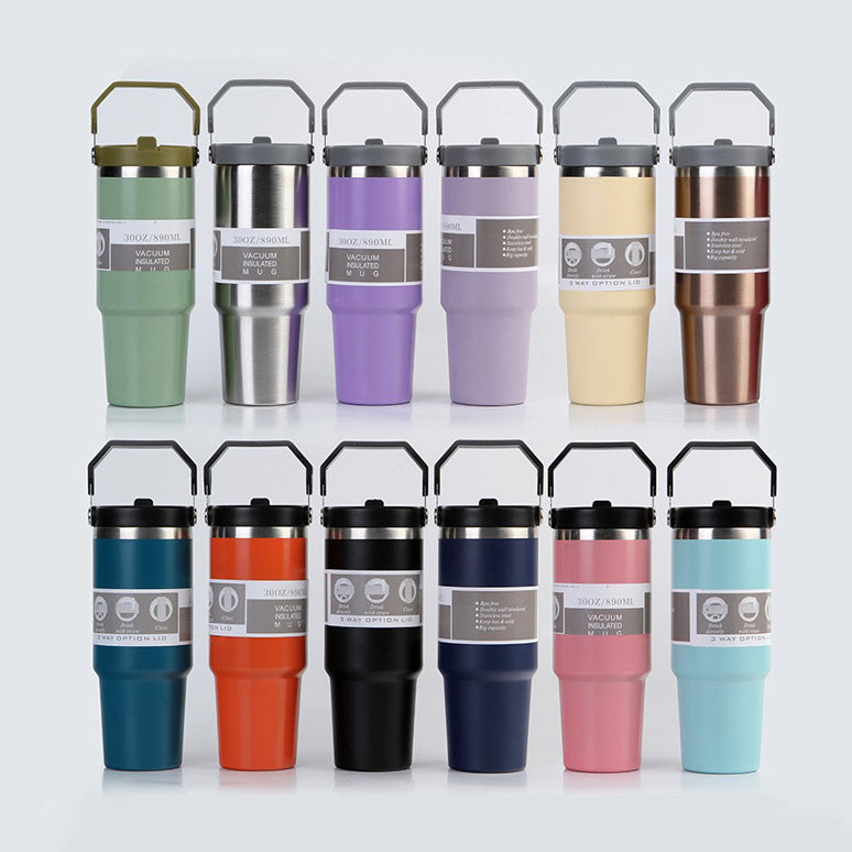 Stark och Hållbar Termos Mugg i Rostfritt Stål – Bärbar Sportflaska med Isolering, 30oz och 20oz, Kaffe och Vatten Mugg med Spillfritt Loc