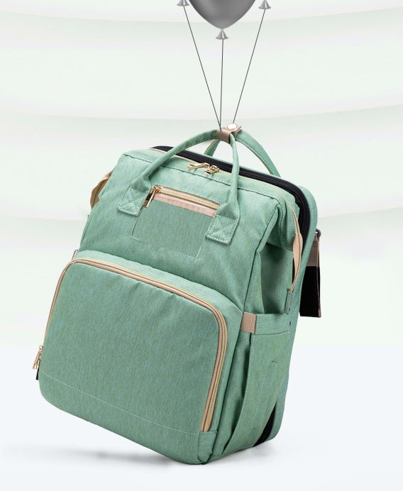 USB-laddnings Mommy Bed Backpack - Fällbar, Stor Kapacitet, Multifunktionell Babyväska