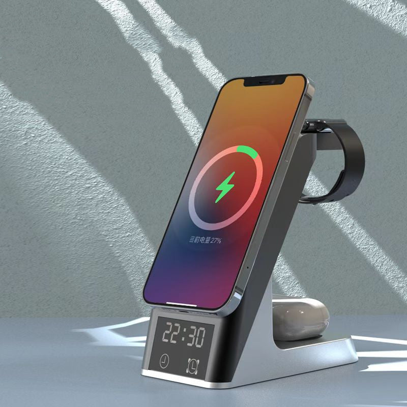 3-i-1 Trådlös Laddare för Smartphone, Apple Watch och Hörlurar