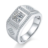 Herrring 925 silver med 1 ct moissanit – modern geometrisk design