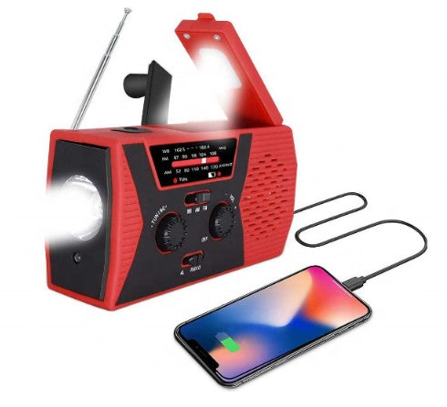 5-i-1 Bärbar Nödradio med Solcell & Vev – AM/FM/NOAA, Ficklampa, Powerbank & Larm – Ett måste i kriser!