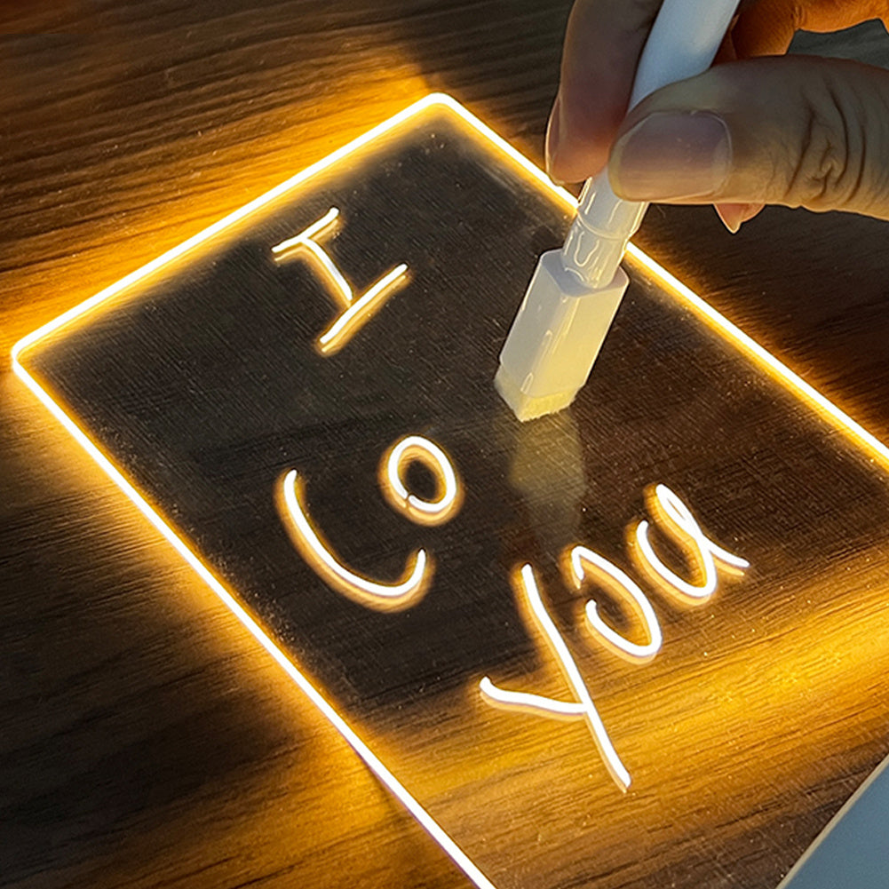LED-meddelandetavla – skrivbar USB-nattlampa med penna, kreativ dekoration