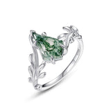 Olivkvist-ring i 925 sterlingsilver – grön mossagat, platinaglans & äkta guldplätering