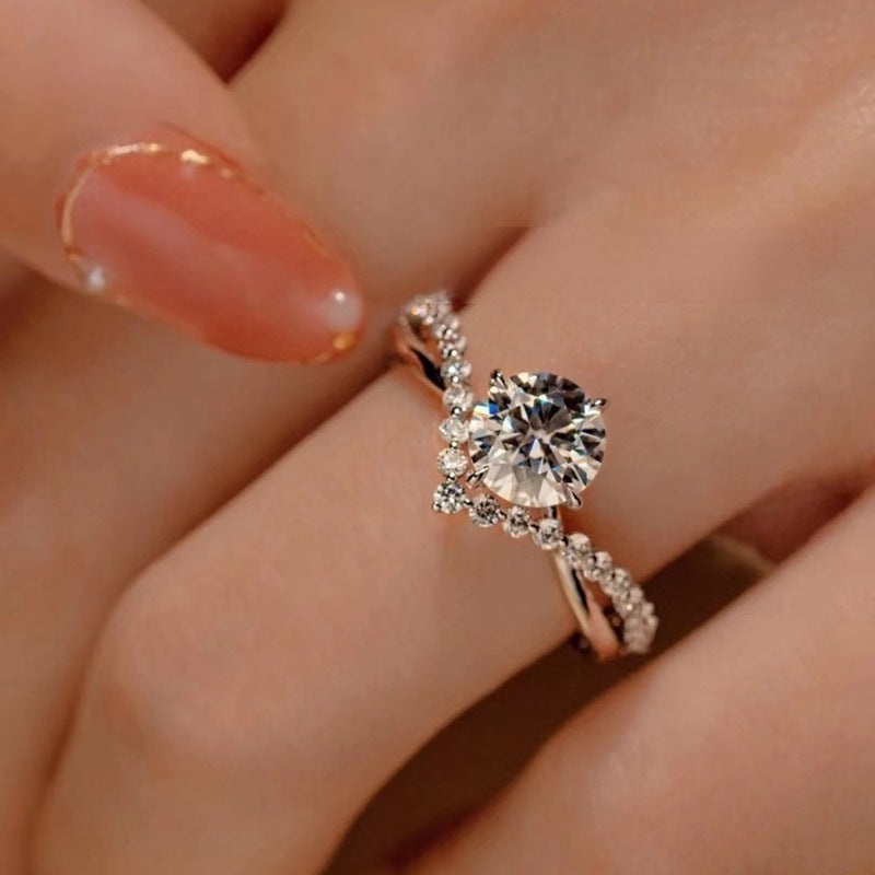 Elegant Moissanit Silverring för Kvinnor – Justerbar 1 Karat med Certifikat sveabuy