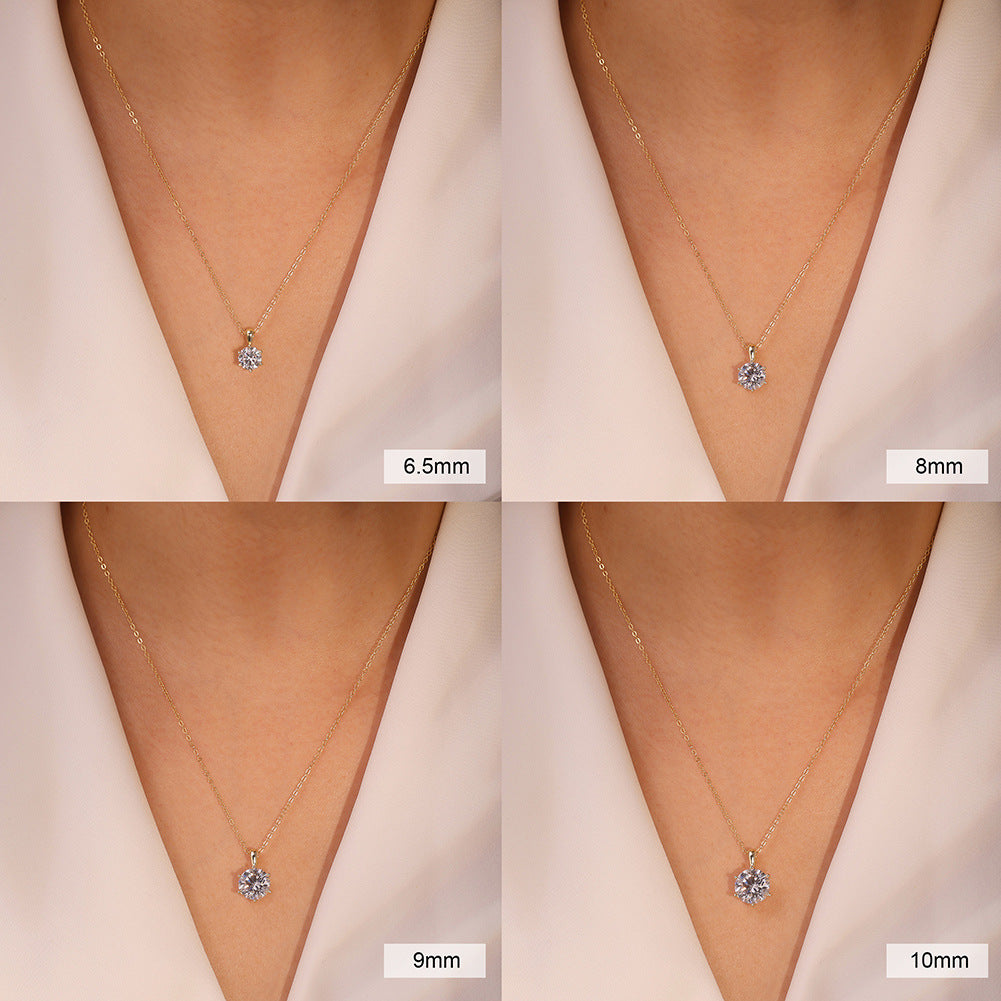 Moissanit halsband i silver för dam – klassisk design med sex klor sveabuy